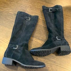 Cole Haan black suede waterproof riding boots